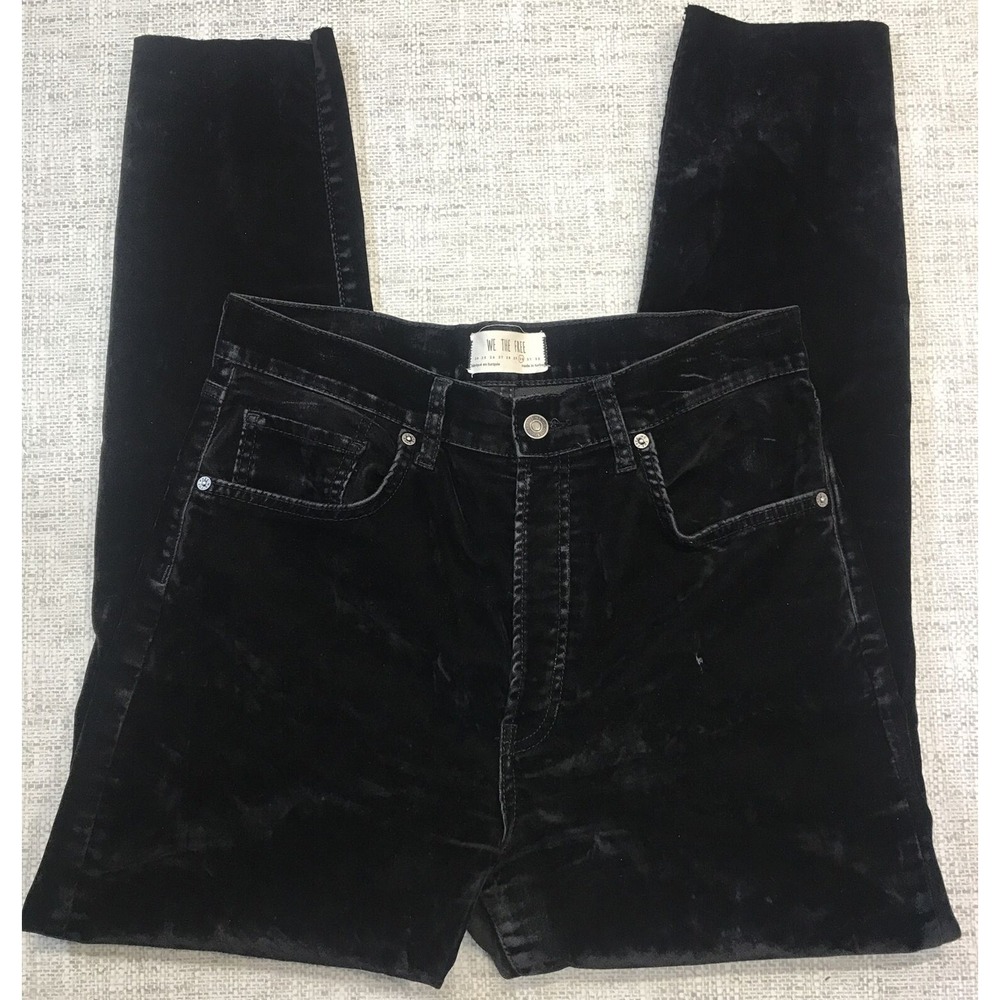We The Free Size 30x28 Black Flocking 100% Viscose Raw Hem Pants